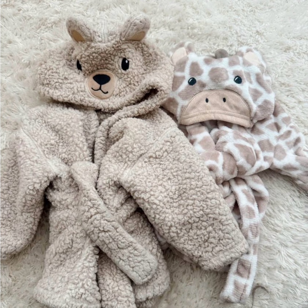 Kids Animal-Themed Pajama Robe Set - Beige